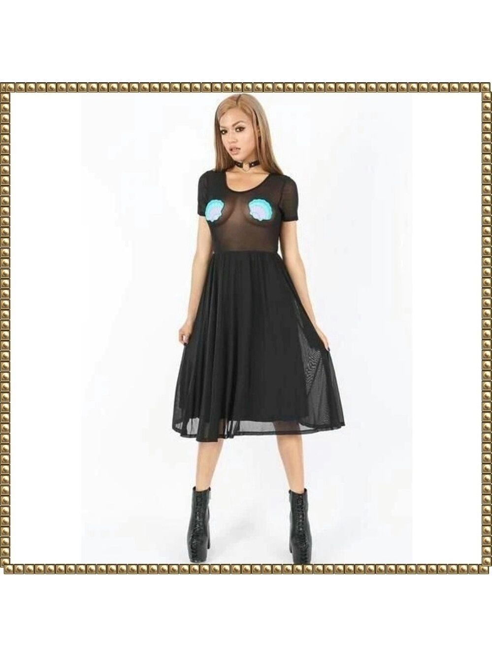 Iron Fist Black Mermaid Life Fit Flare Mesh Dress